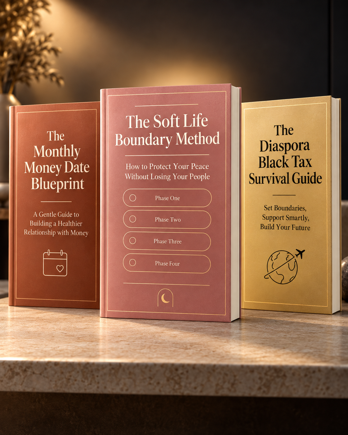 The Soft Life Boundary Method bundle with Monthly Money Date Blueprint and Diaspora Black Tax Survival Guide